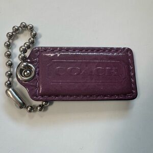 COACH Purple PATENT LEATHER 2.5" Large Nickel Fob Bag Charm Keychain Hang Tag.